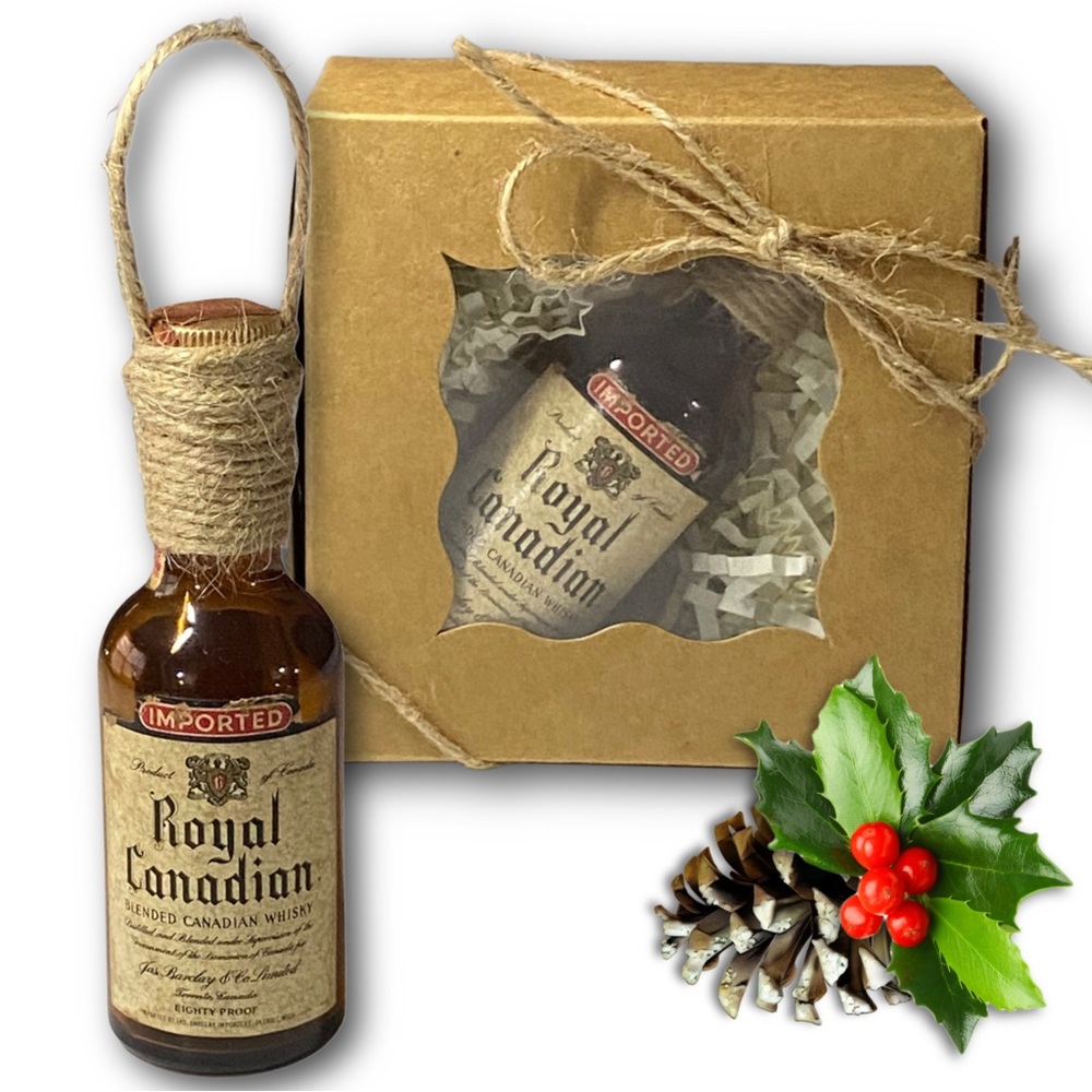 Royal Canadian Blended Canadian Whisky Artisan Vintage Glass Bottle Ornament